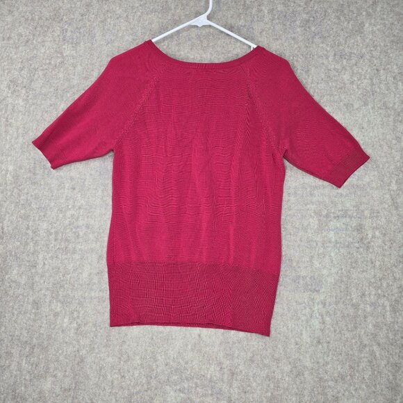 New York & Company Womens Short Sleeve Scoop Neck Sweater Pink Size M Acrylic - Picture 2 of 6